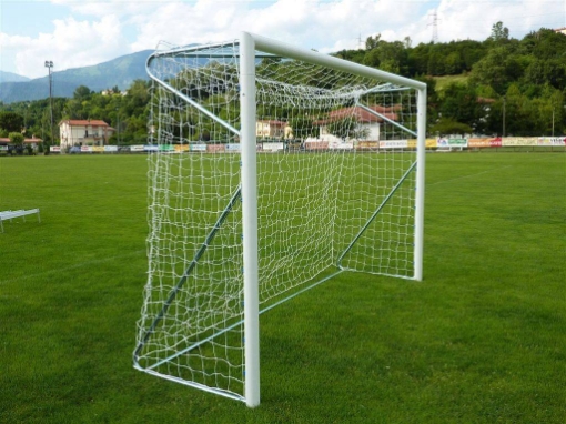 Immagine di Poarta Futsal Aluminiu 3x2 m, independenta, cu colturi sudate si suporturi rabatabile pentru plasa